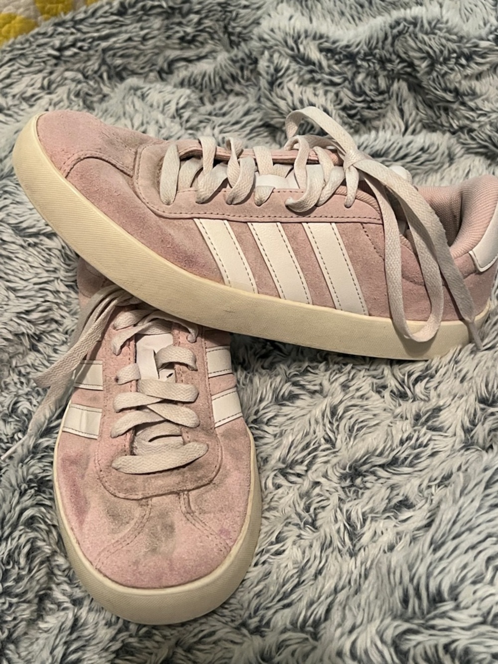 adidas Pink Suede Low-Top Sneakers with classic adidas White Stripes
